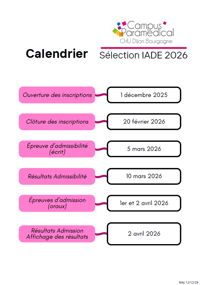 calendrier sélection iade 2026 calendrier sélection iade 2026